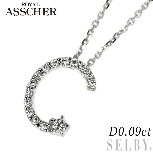 ロイヤルアッシャー Pt900/ Pt850 ダイヤモンド ペンダントネックレス 0.09ct イニシャル「C」
