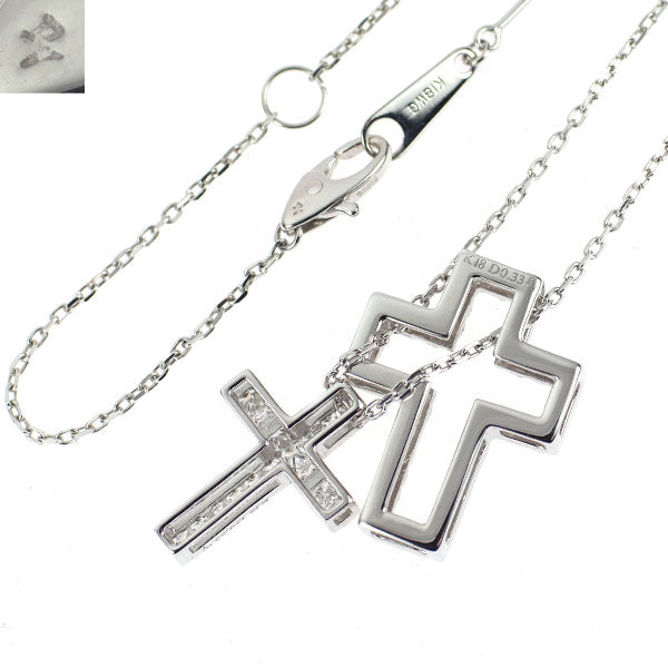 ポンテヴェキオ K18WG ダイヤモンド ペンダントネックレス 0.66ct クロス