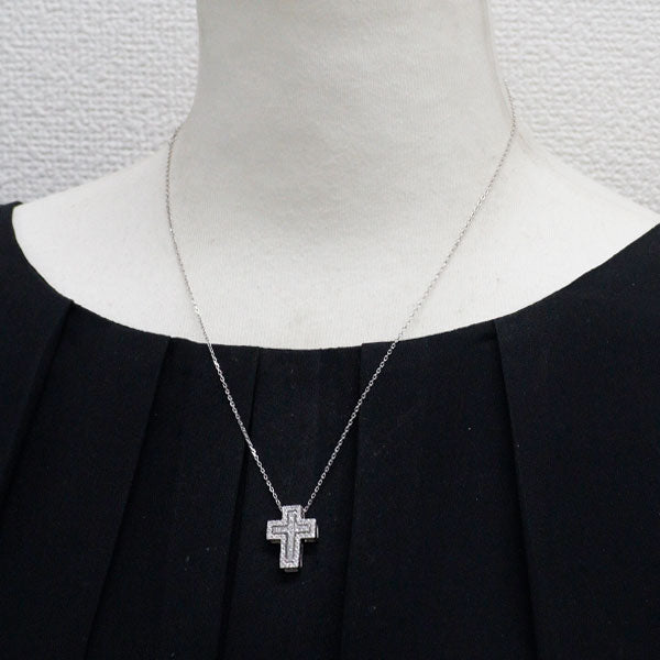 ポンテヴェキオ K18WG ダイヤモンド ペンダントネックレス 0.66ct クロス