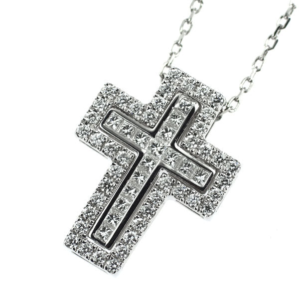 ポンテヴェキオ K18WG ダイヤモンド ペンダントネックレス 0.66ct クロス