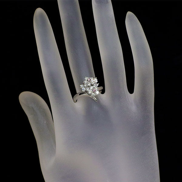 希少 Pt900 天然ピンク ダイヤモンド リング 0.05ct D1.04ct フラワー