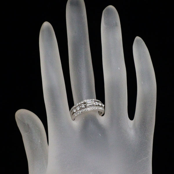 Pt900 エメラルドカット ダイヤモンド リング 0.507ct D0.62ct