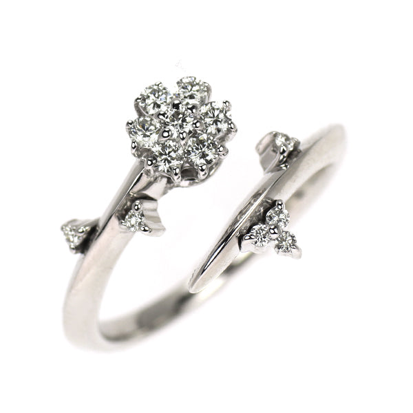 K18WG ダイヤモンド リング 0.15ct ピンキー フラワー