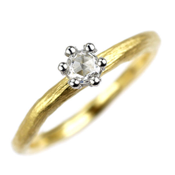 K18YG/ Pt900 ローズカット ダイヤモンド リング 0.192ct
