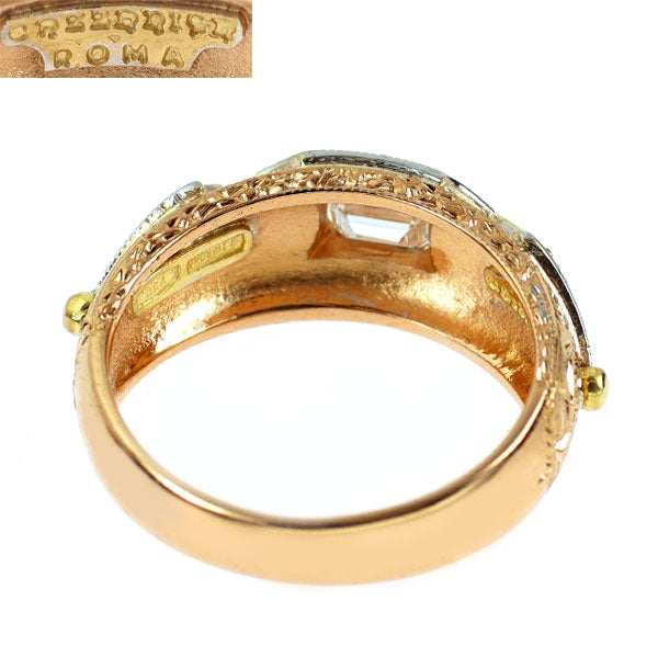 カッツァニーガ K18YG/WG/PG エメラルドカット ダイヤモンド リング 《セルビー銀座店》【中古】