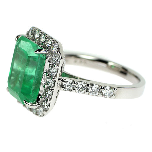 Pt900 エメラルド ダイヤモンド リング 4.90ct D1.01ct