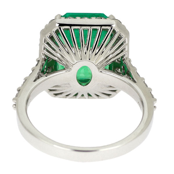 Pt900 エメラルド ダイヤモンド リング 4.90ct D1.01ct