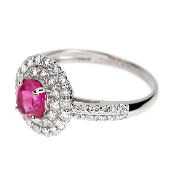 Pt900 ビルマ産 非加熱ルビー ダイヤモンド リング 1.22ct D0.67ct