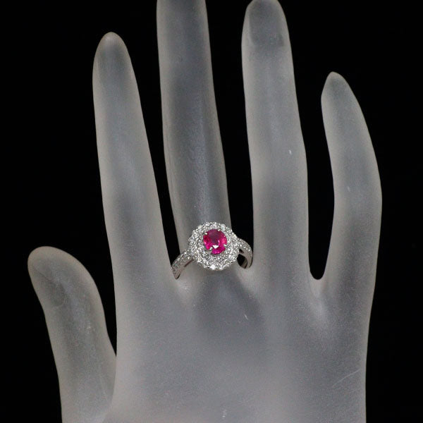 Pt900 ビルマ産 非加熱ルビー ダイヤモンド リング 1.22ct D0.67ct