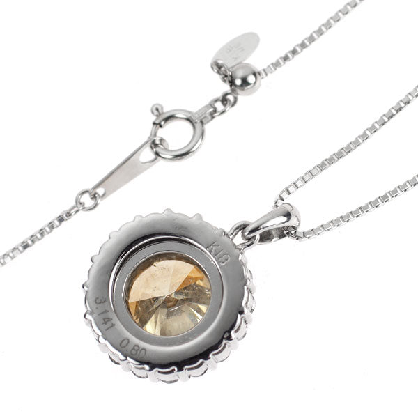K18WG Diamond pendant necklace 3.141ct FLB I1 D0.80ct