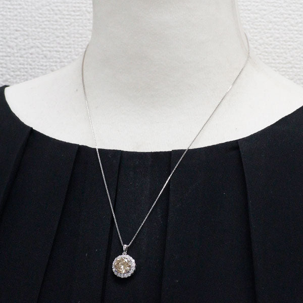 K18WG Diamond pendant necklace 3.141ct FLB I1 D0.80ct