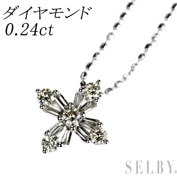 K18WG ダイヤモンド ペンダントネックレス 0.24ct クロス