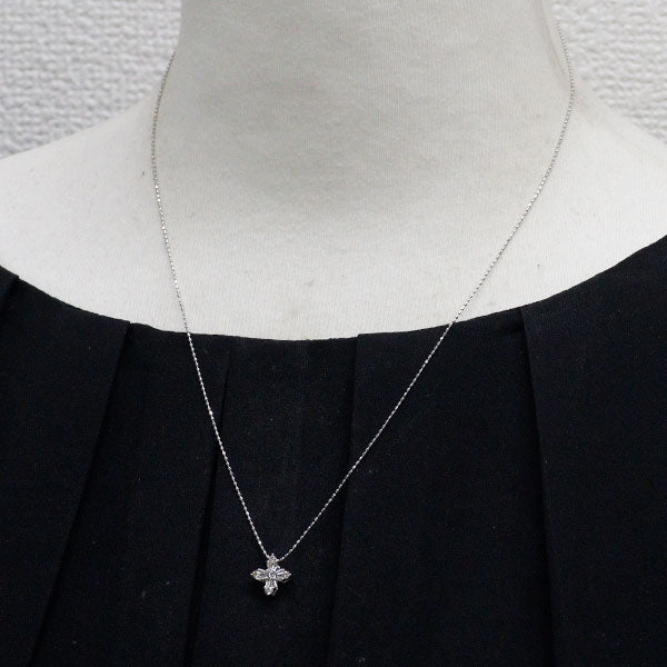K18WG ダイヤモンド ペンダントネックレス 0.24ct クロス