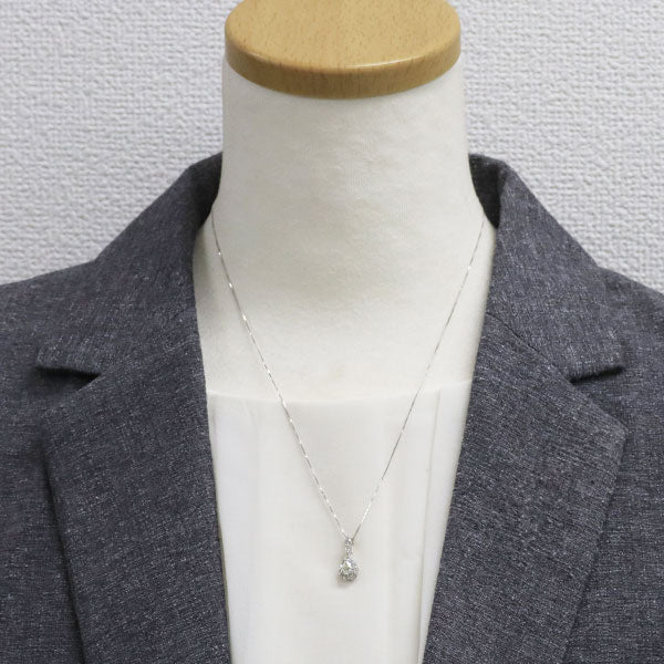 K18WG ペアシェイプ ダイヤモンド ペンダントネックレス 0.248ct D0.30ct