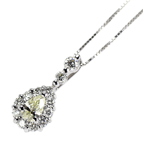 K18WG ペアシェイプ ダイヤモンド ペンダントネックレス 0.248ct D0.30ct