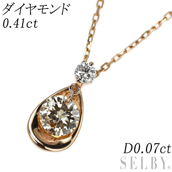 K18PG ストリングホール ダイヤモンド ペンダントネックレス 0.41ct D0.07ct