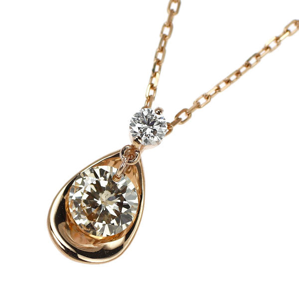 K18PG ストリングホール ダイヤモンド ペンダントネックレス 0.41ct D0.07ct