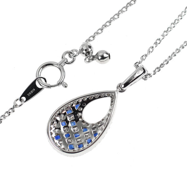 K18WG サファイア ダイヤモンド ペンダントネックレス 0.20ct D0.39ct