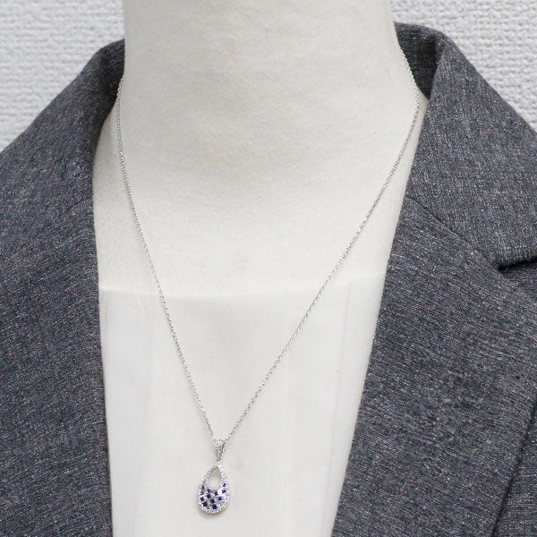K18WG サファイア ダイヤモンド ペンダントネックレス 0.20ct D0.39ct