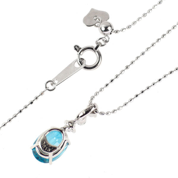K18WG ブルージルコン ダイヤモンド ペンダントネックレス 2.21ct D0.13ct