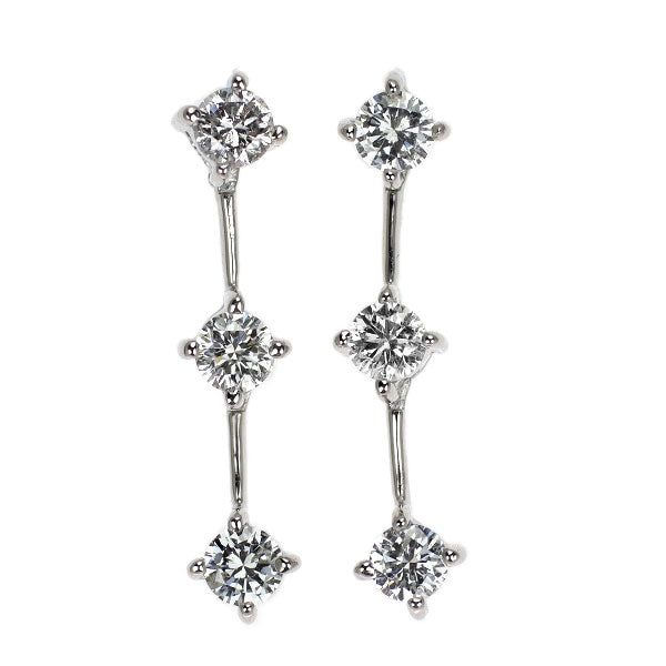 Pt900 ダイヤモンド ピアス 0.50ct スリーストーン