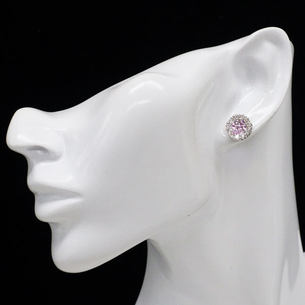 K18WG ピンク サファイア ダイヤモンド ピアス 1.02ct D1.12ct
