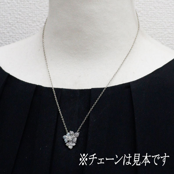 ブラックコーティング/ K18WG カラーレス/トリートブルー ダイヤモンド ペンダントトップ フラワー