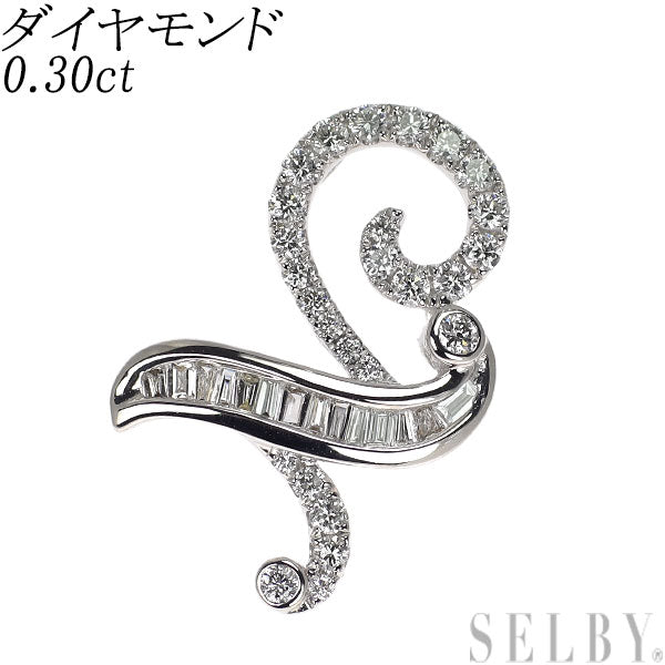 K18WG ダイヤモンド ペンダントトップ 0.30ct イニシャル「N」