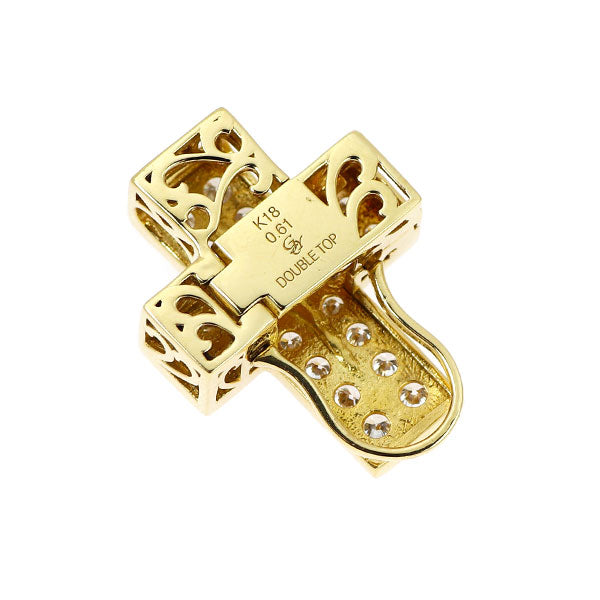 ゆきざき K18YG ダイヤモンド ペンダントトップ 0.61ct ダブルトップ クロス