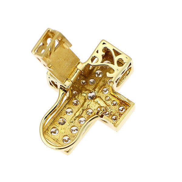 ゆきざき K18YG ダイヤモンド ペンダントトップ 0.61ct ダブルトップ クロス