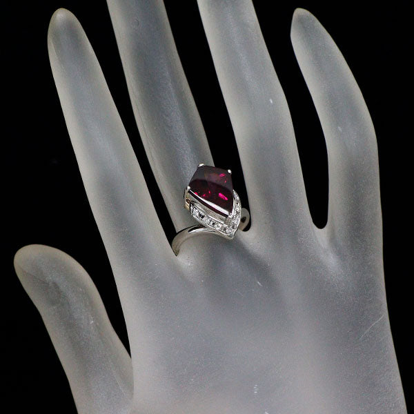 K18YG/ Pt900 ガーネット ダイヤモンド リング 5.19ct D0.10ct