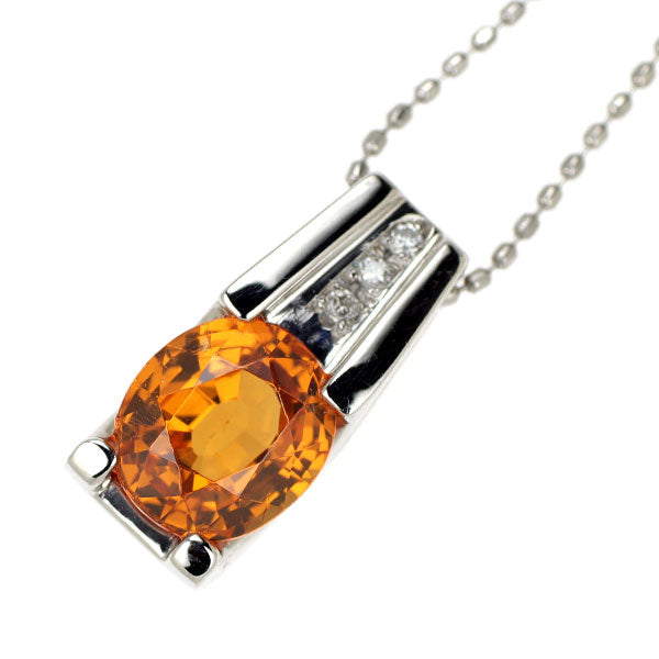 Pt900/ Pt850 スペサタイトガーネットダイヤモンド ペンダントネックレス 2.40ct D0.03ct