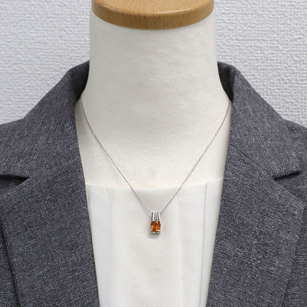 Pt900/ Pt850 スペサタイトガーネットダイヤモンド ペンダントネックレス 2.40ct D0.03ct
