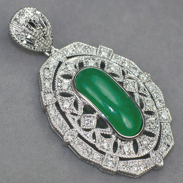 Pt900 翡翠/ヒスイ ダイヤモンド ペンダントトップ 2.62ct D0.53ct【ヒスコレ】