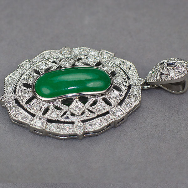 Pt900 翡翠/ヒスイ ダイヤモンド ペンダントトップ 2.62ct D0.53ct【ヒスコレ】