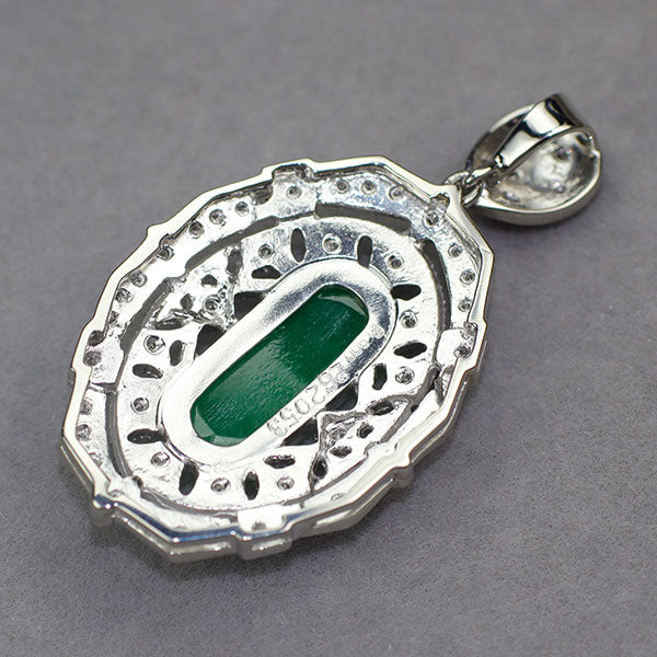 Pt900 翡翠/ヒスイ ダイヤモンド ペンダントトップ 2.62ct D0.53ct【ヒスコレ】