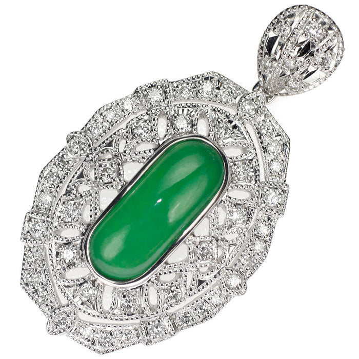 Pt900 翡翠/ヒスイ ダイヤモンド ペンダントトップ 2.62ct D0.53ct【ヒスコレ】