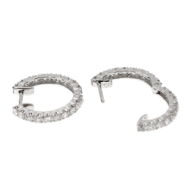 K14WG ダイヤモンド ピアス 1.00ct フープ