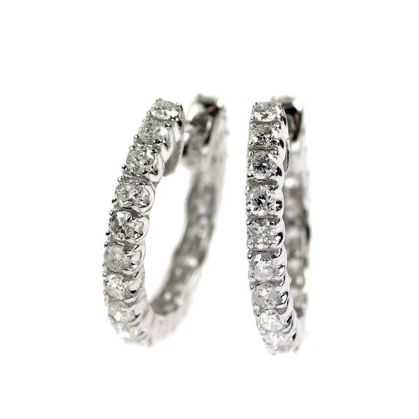 K14WG ダイヤモンド ピアス 1.00ct フープ