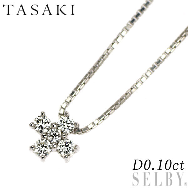 田崎真珠 K18WG ダイヤモンド ペンダントネックレス 0.10ct