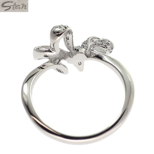 スタージュエリー K18WG ダイヤモンド リング 0.14ct リボン