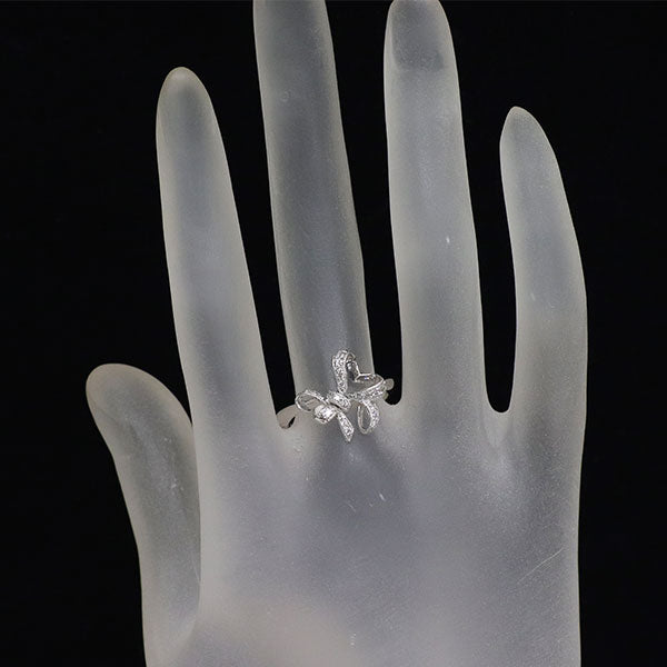 スタージュエリー K18WG ダイヤモンド リング 0.14ct リボン