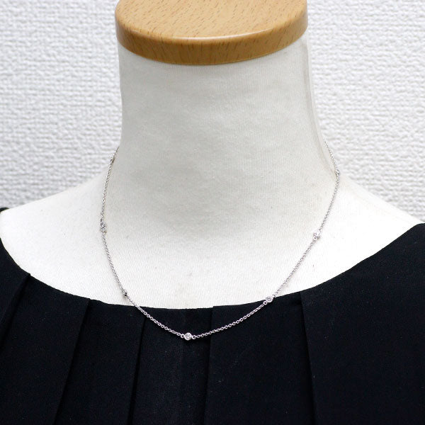K18WG ダイヤモンド ネックレス 0.35ct ステーション