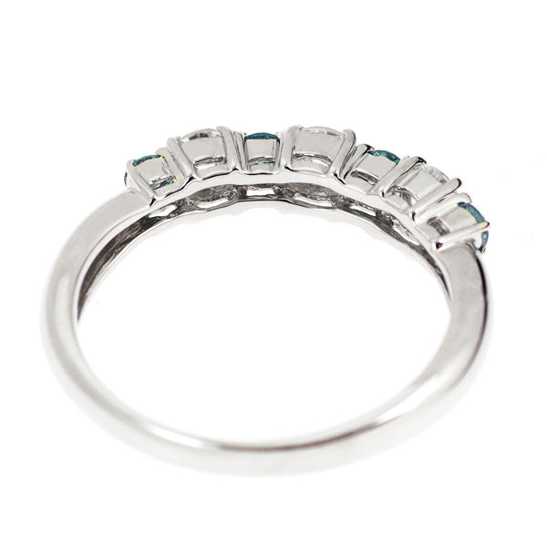 Pt900 トリートブルー/カラーレス ダイヤモンド リング 0.50ct