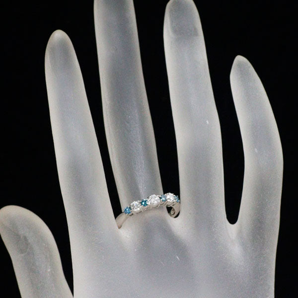 Pt900 トリートブルー/カラーレス ダイヤモンド リング 0.50ct