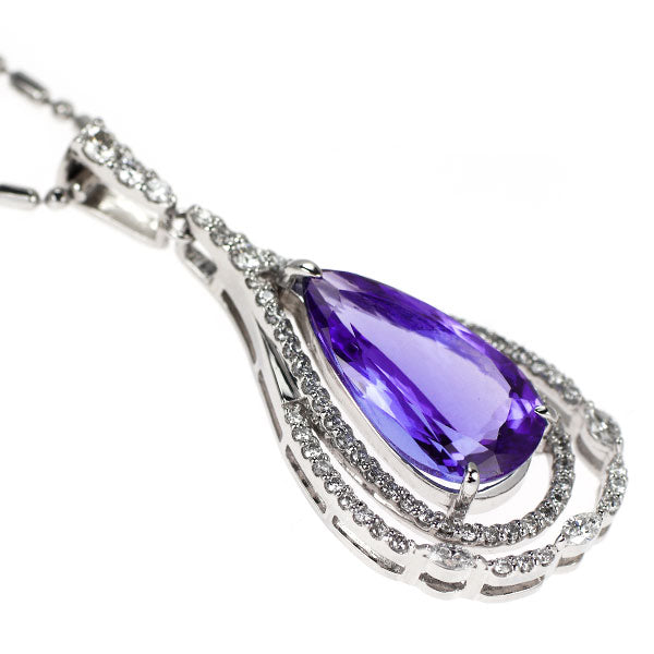Pt900/ Pt850 タンザナイト ダイヤモンド ペンダントネックレス 6.68ct D0.68ct