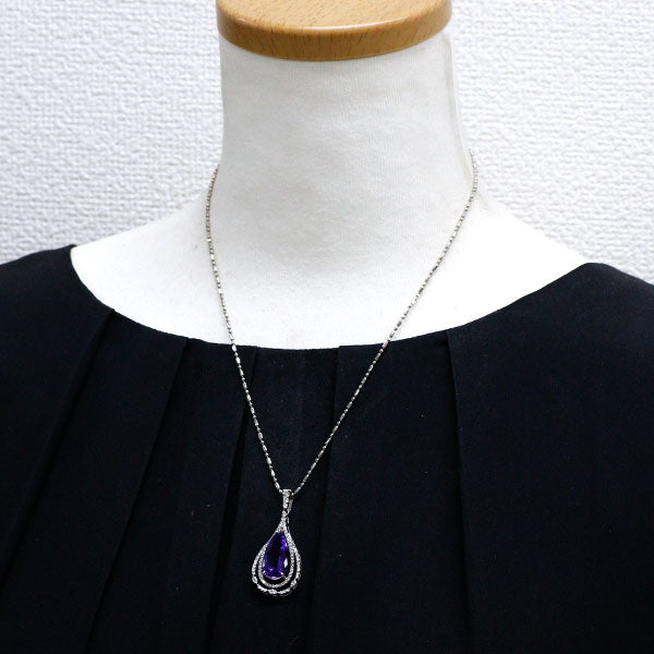 Pt900/ Pt850 タンザナイト ダイヤモンド ペンダントネックレス 6.68ct D0.68ct