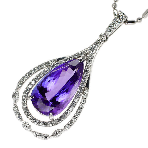 Pt900/ Pt850 タンザナイト ダイヤモンド ペンダントネックレス 6.68ct D0.68ct