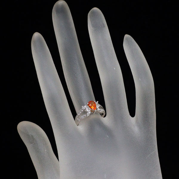 Pt900 スペサルティン ガーネット ダイヤモンド リング 0.83ct D0.40ct