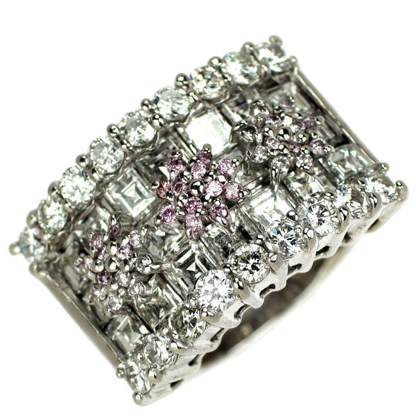Pt900 天然ピンク/カラーレス ダイヤモンド リング 4.53ct